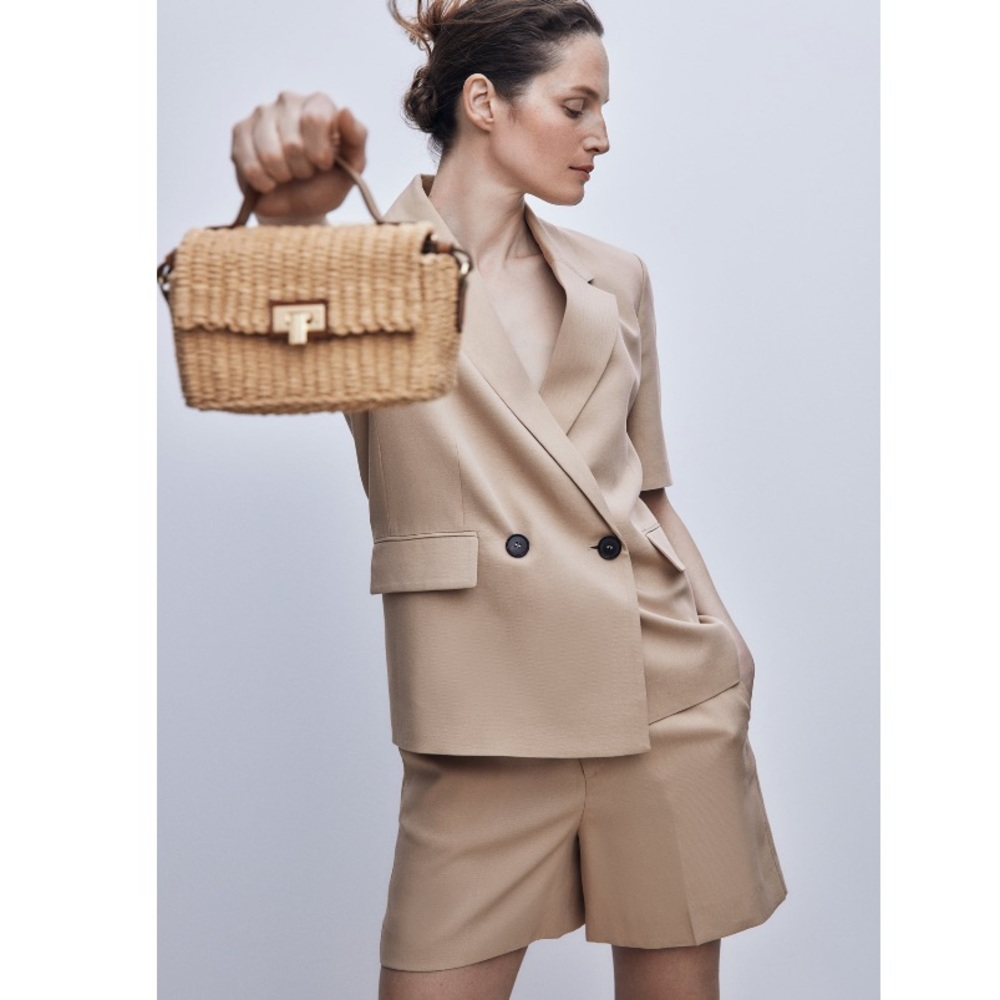 Zara Natural Woven Crossbody bag